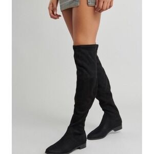 Over the Knee Boots‎ Black Suede Thigh High Boots Pull On Size 8